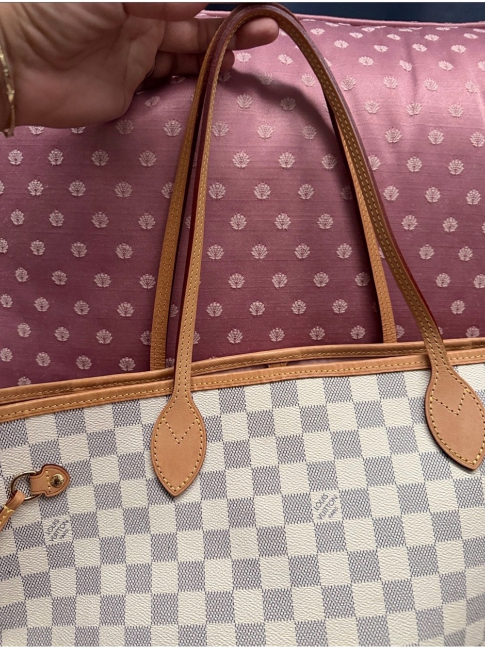 Louis Vuitton Damier Azur Canvas Tote with Vachetta Leather Handles